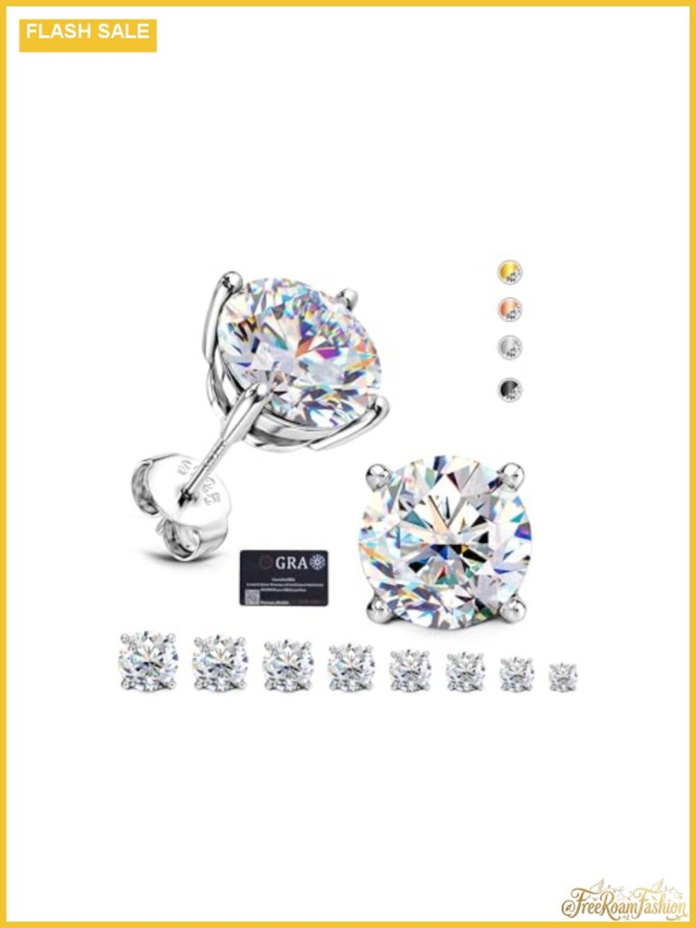 Moissanite Stud Earrings 925 Sterling Silver 18k White Gold Plated
